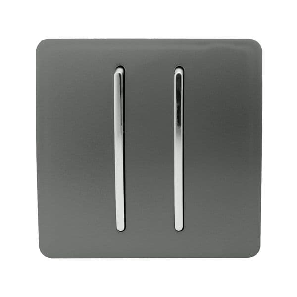 Trendi Switch 2 Gang 1 or 2 way Rocker Modern Designer Light Switch in Charcoal Grey