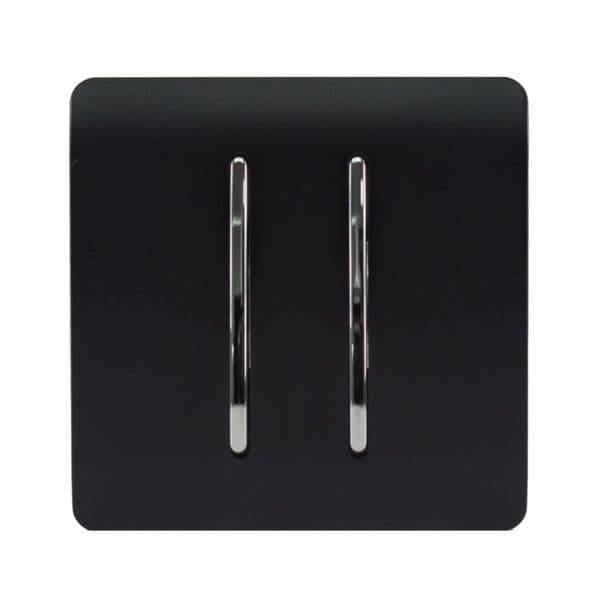 Trendi Switch 2 Gang 1 or 2 way Rocker Modern Designer Light Switch in Matt Black