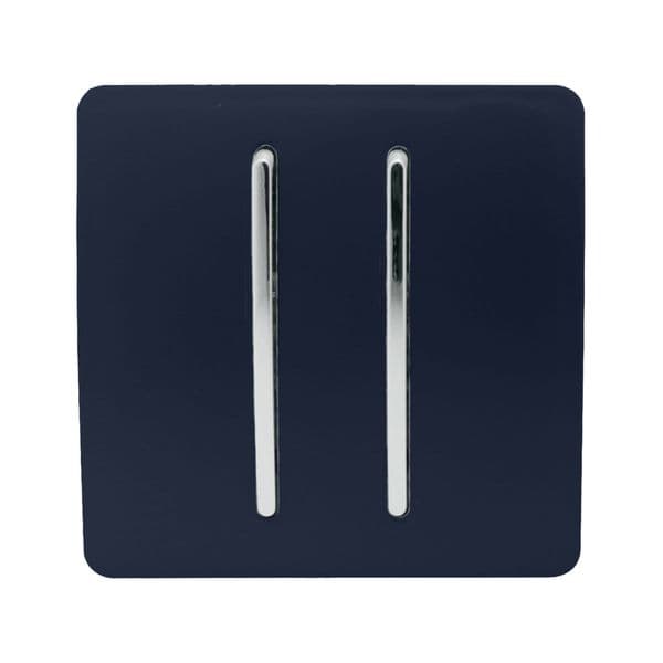 Trendi Switch 2 Gang 1 or 2 way Rocker Modern Designer Light Switch in Navy Blue