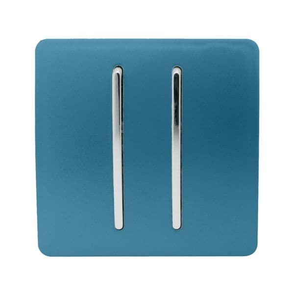 Trendi Switch 2 Gang 1 or 2 way Rocker Modern Designer Light Switch in Ocean Blue