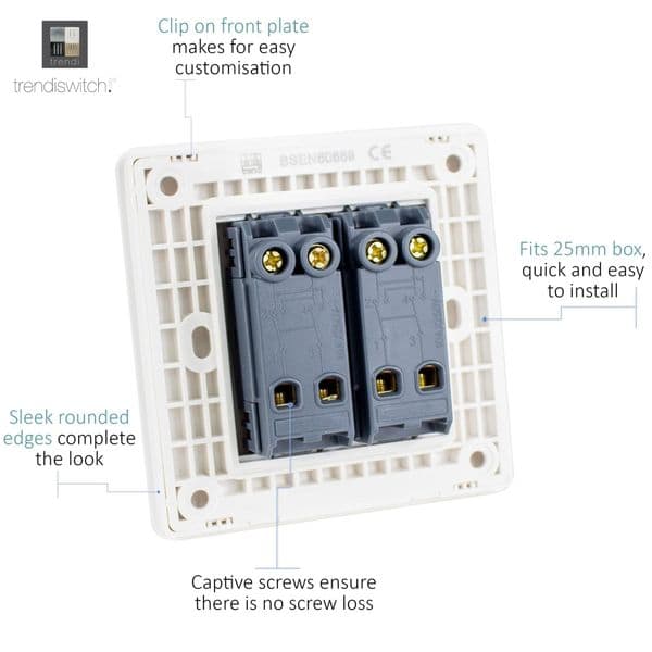 Trendi Switch 2 Gang Intermediate Rocker Modern Designer Light Switch in Copper