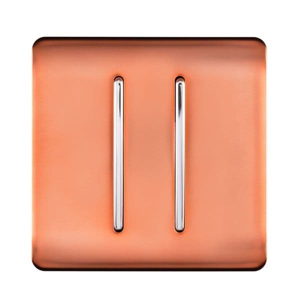 Trendi Switch 2 Gang Modern Designer Retractive Doorbell Switch in Copper