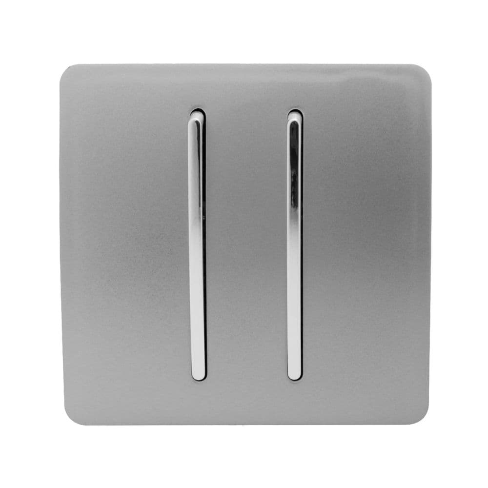 Trendi Switch 2 Gang Retractive Home Automation Switch in Light Grey