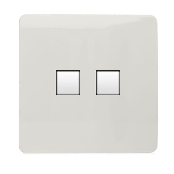 Trendi Switch 2 Gang RJ45 Cat 5e Modern Designer PC Ethernet Socket in Ice White