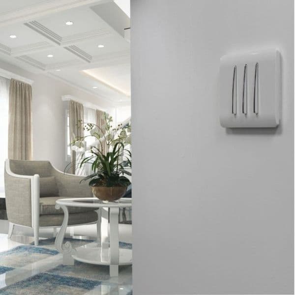 Trendi Switch 3 Gang 1 or 2 way Rocker Modern Designer Light Switch in Brushed Steel
