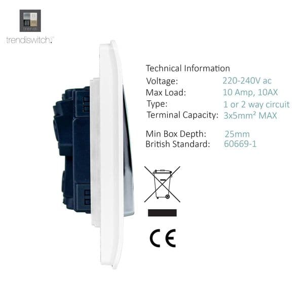 Trendi Switch 3 Gang 1 or 2 way Rocker Modern Designer Light Switch in Champagne Gold