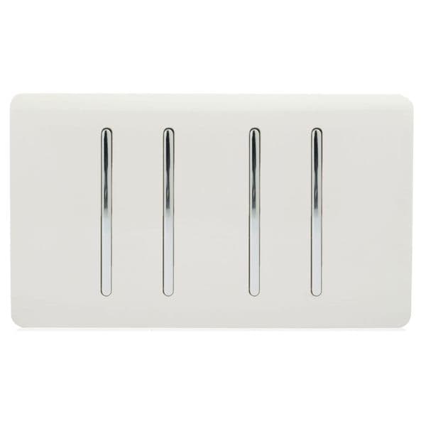 Trendi Switch 4 Gang 1 or 2 Way Modern Designer Light Switch in Ice White
