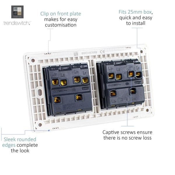 Trendi Switch 4 Gang 1 or 2 Way Modern Designer Light Switch in Moss Green