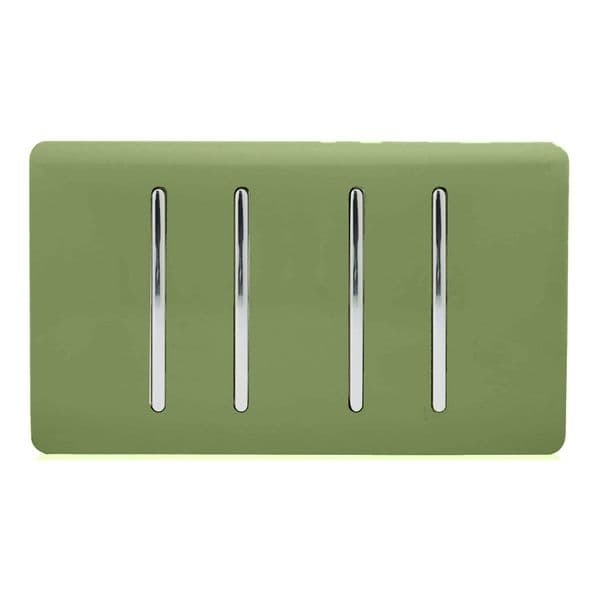 Trendi Switch 4 Gang 1 or 2 Way Modern Designer Light Switch in Moss Green