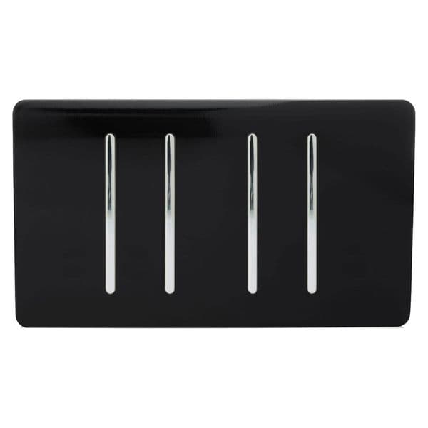 Trendi Switch 4 Gang 1 or 2 Way Modern Designer Light Switch in Piano Black