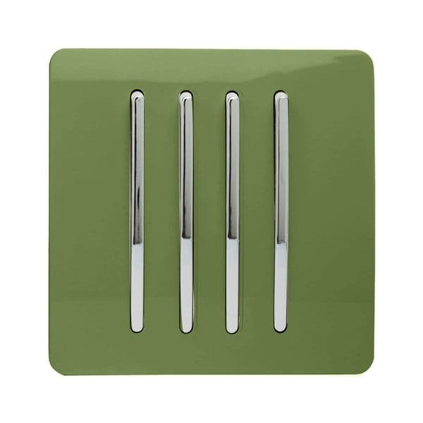 Trendi Switch 4 Gang 1 or 2 way Rocker Modern Designer Light Switch in Moss Green
