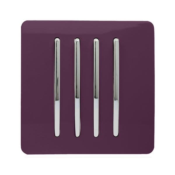 Trendi Switch 4 Gang 1 or 2 way Rocker Modern Designer Light Switch in Plum Purple