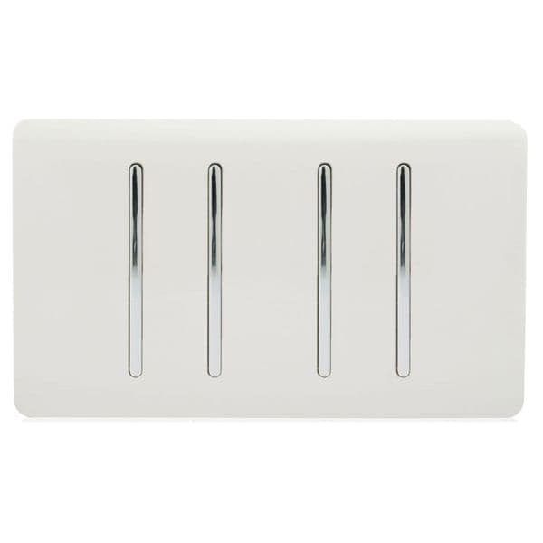 Trendi Switch 4 Gang Modern Designer Light Switch (1x 1 or 2 Way & 3 x Intermediate) in Ice White