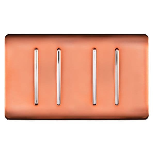 Trendi Switch 4 Gang Modern Designer Light Switch (3x 1 or 2 Way & 1 x Intermediate) in Copper