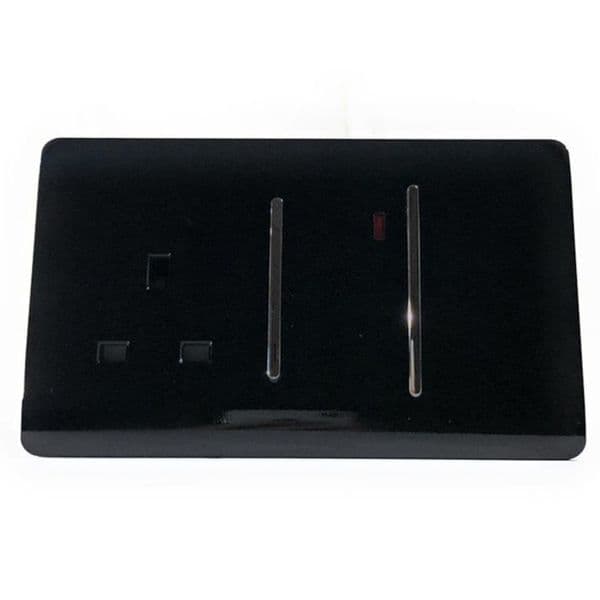 Trendi Switch 45 Amp Modern Designer Cooker Switch & 13 Amp Plug Socket with Neon in Piano Black
