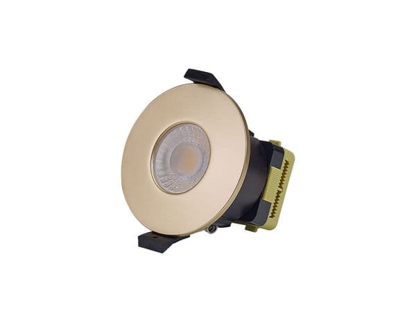 Trendi Switch Dimmable IP65 CCT LED Fire Rated Downlight in Champagne Gold