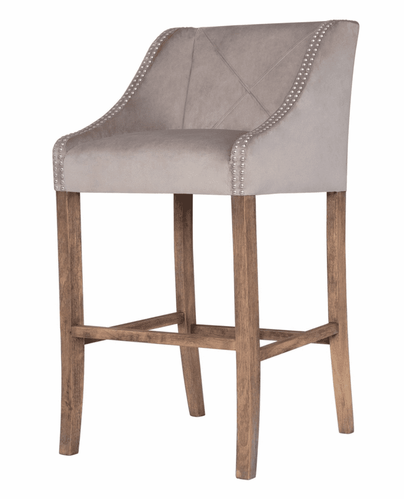 Busta Silver Grey Upholstered Bar Stool With Ring Pull Handle MH18335