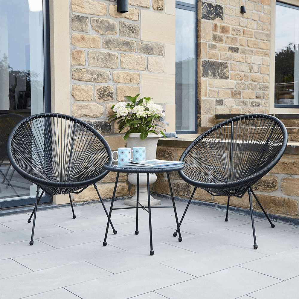Black 3 Piece Garden Chairs Bistro Table Set MP18 163 BK