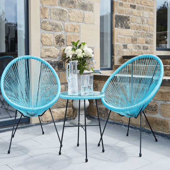 Blue 3 Piece Garden Chairs Bistro Table Set MP18 163 BL
