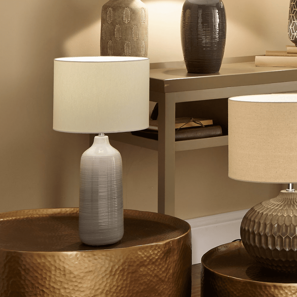 Blue Grey Ombre Ribbed Ceramic Table Lamp MP30 378 C