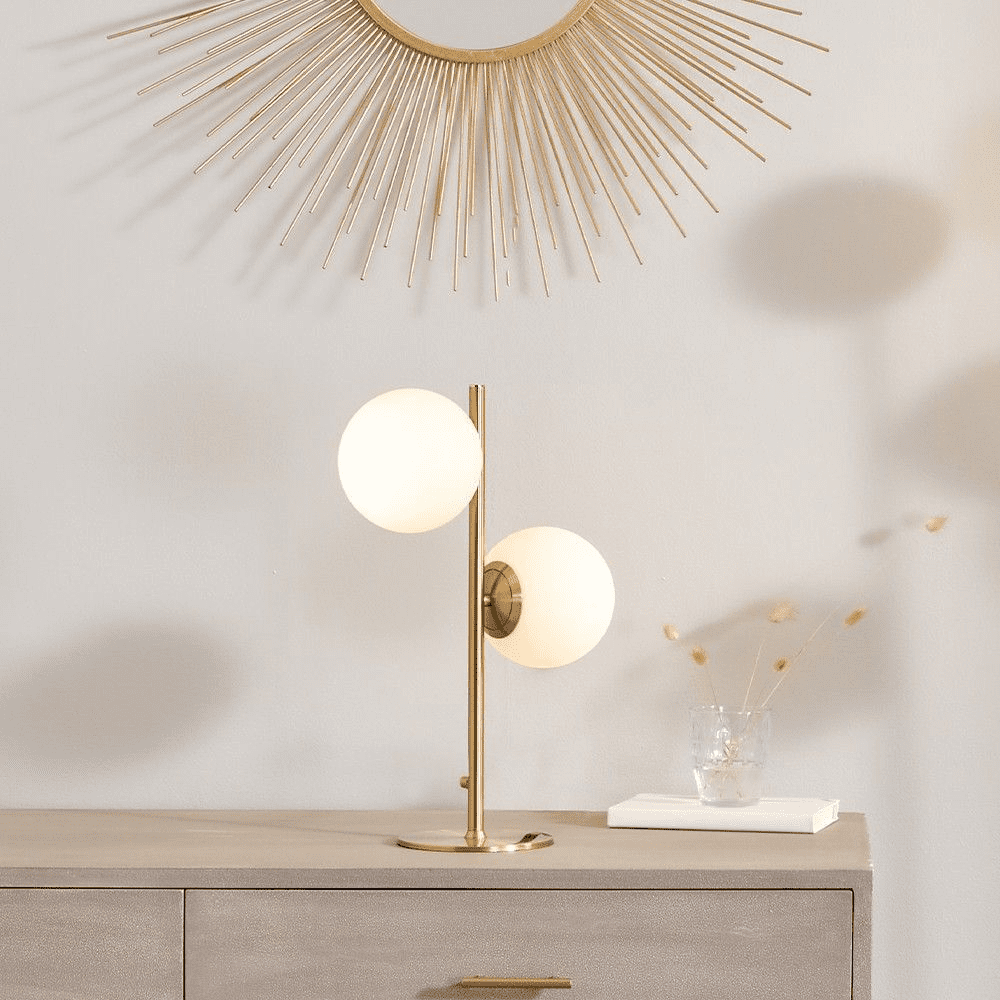 Brushed Brass White Orb Dome Table Lamp MP30 852 C