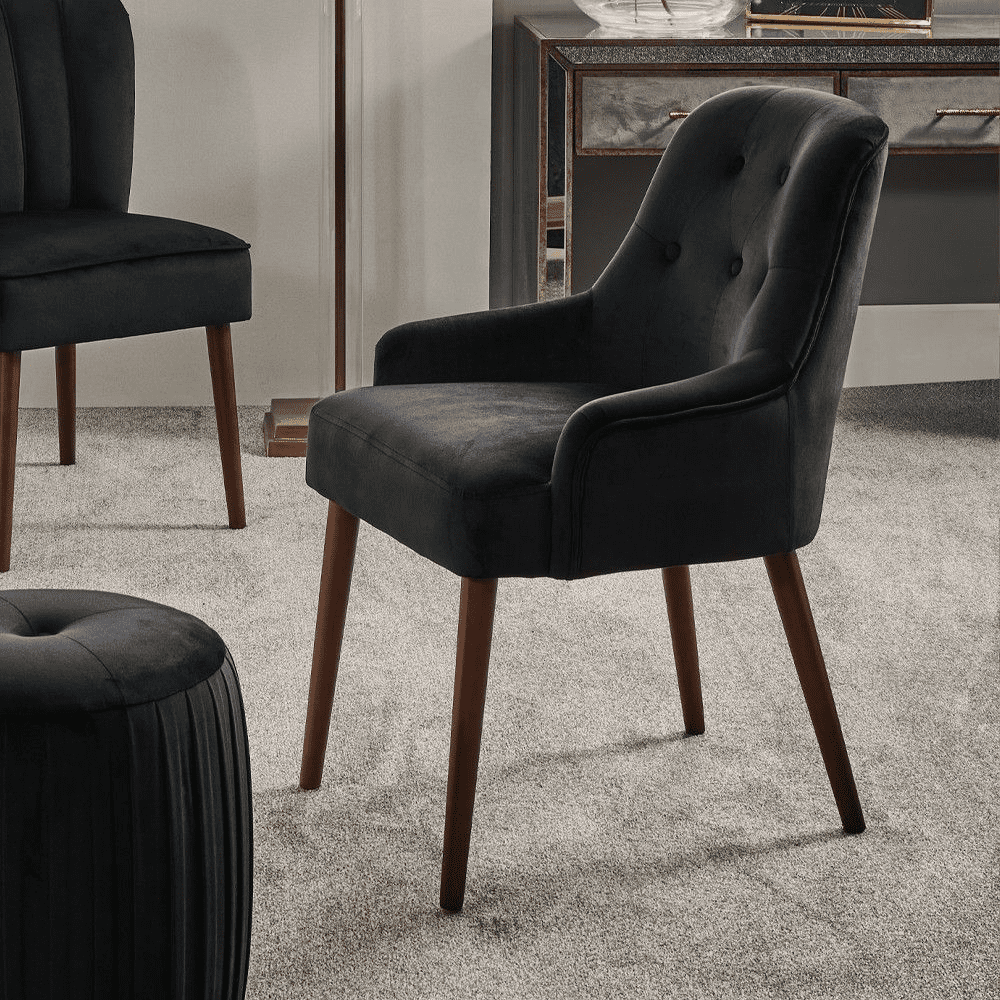 buttoned back Black Velvet dining chair Occasional Side Chair MP15