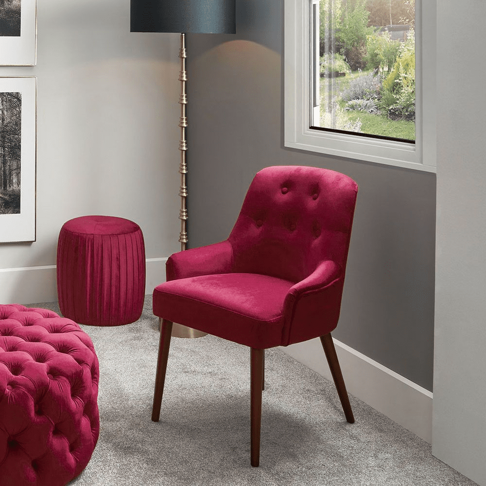 Red velvet dining top chairs