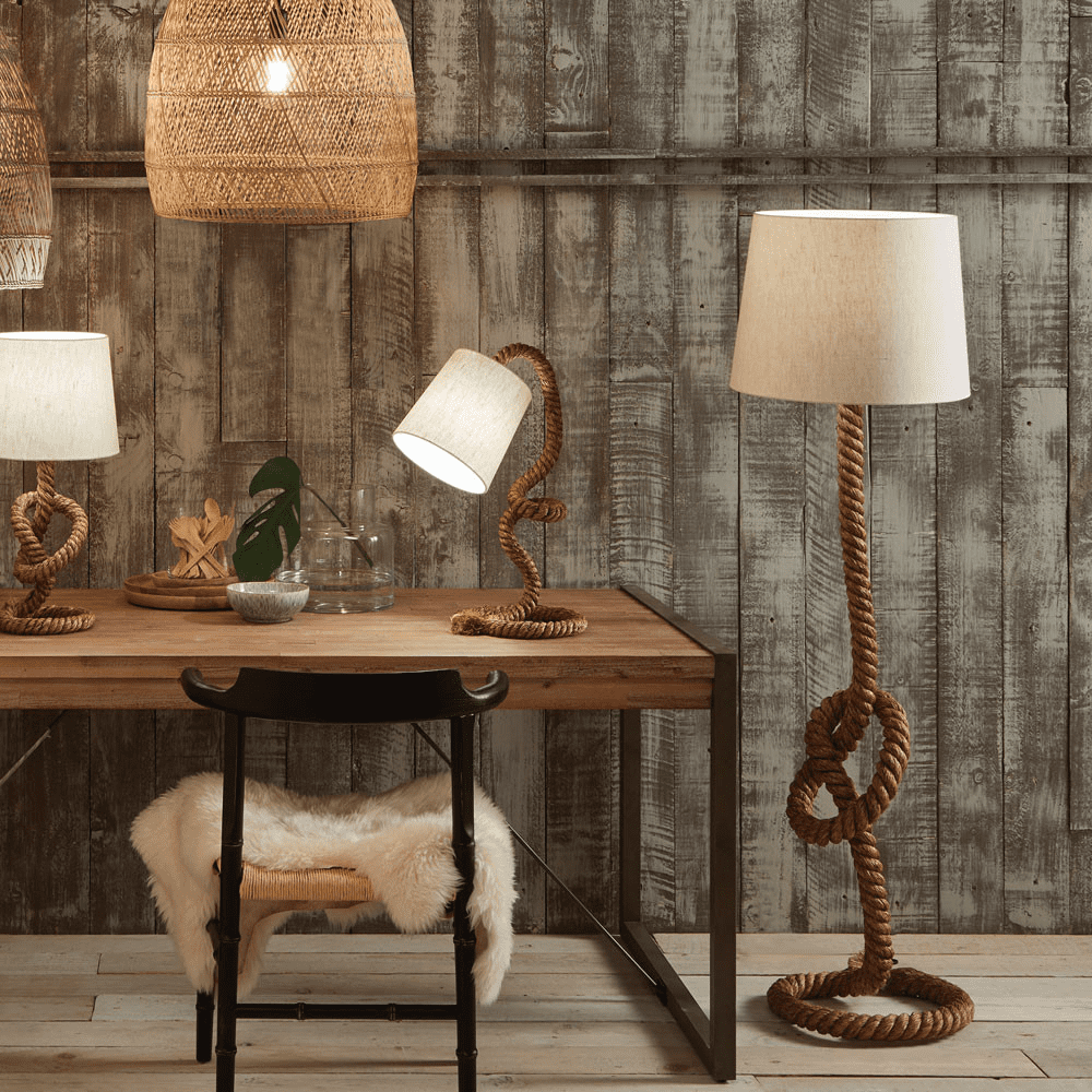 Coastal Nautical Knotted Rope Illusion Floorstanding Lamp MP32 077 K nautical lamps beach house lamps coastal lamps Millmax interiors lighting