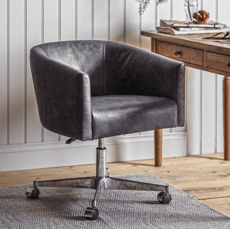 Leather bucket chair top swivel