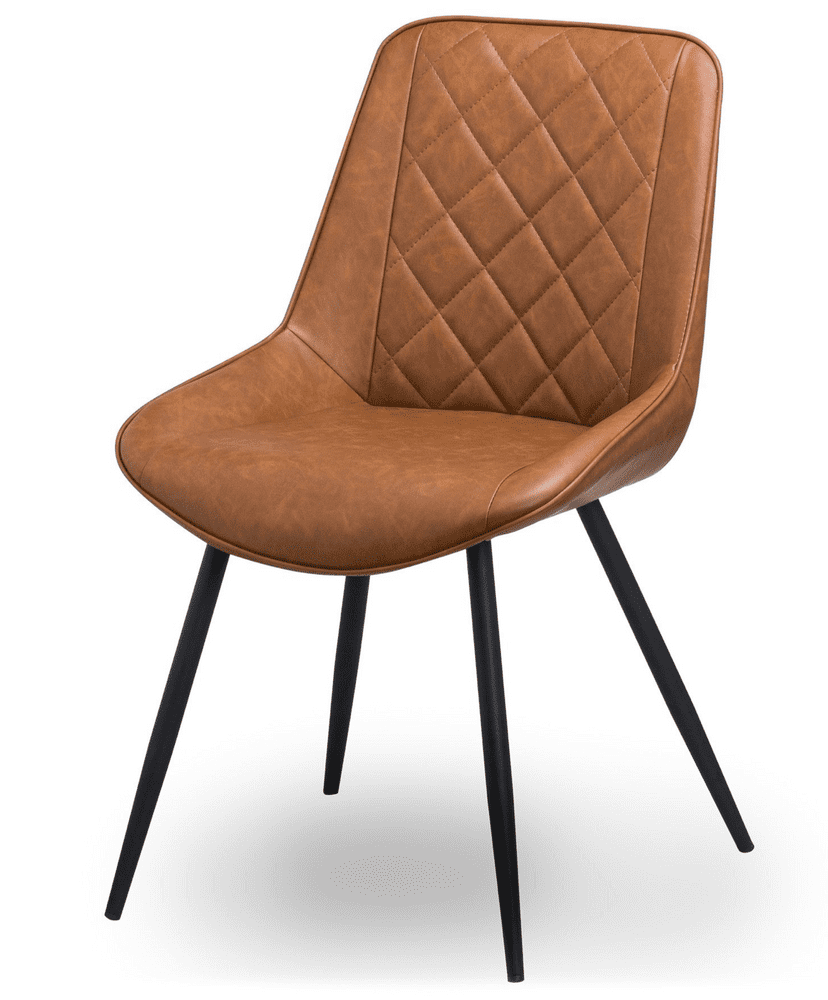 Tan Leather Dining Chair With Black Metal Legs MH20046 Ready To