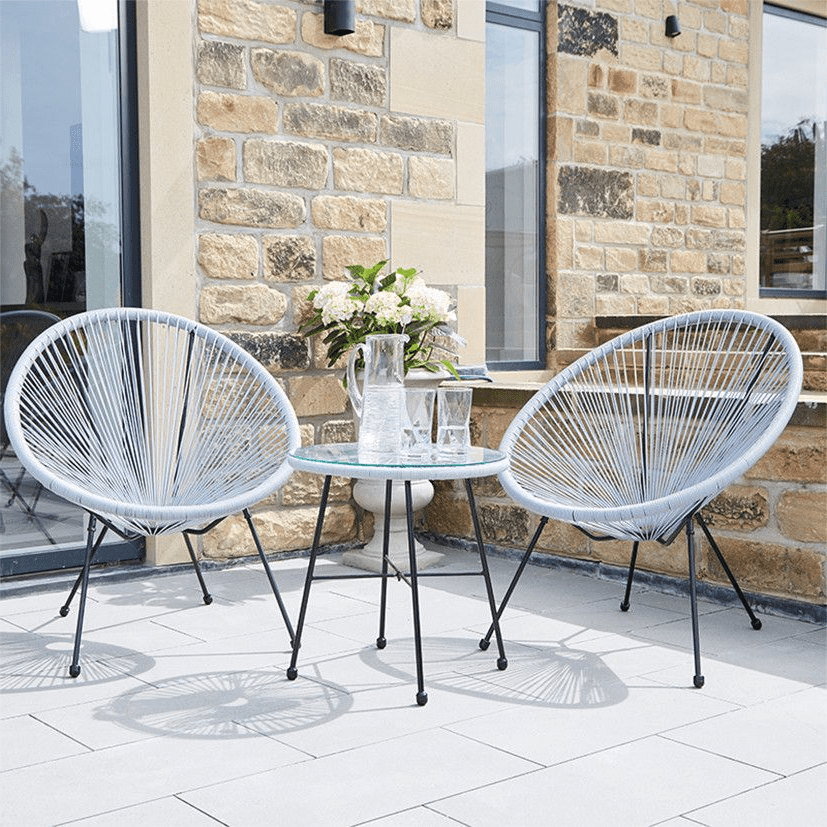 Grey 3 Piece Garden Chairs Bistro Table Set MP18 163 GY