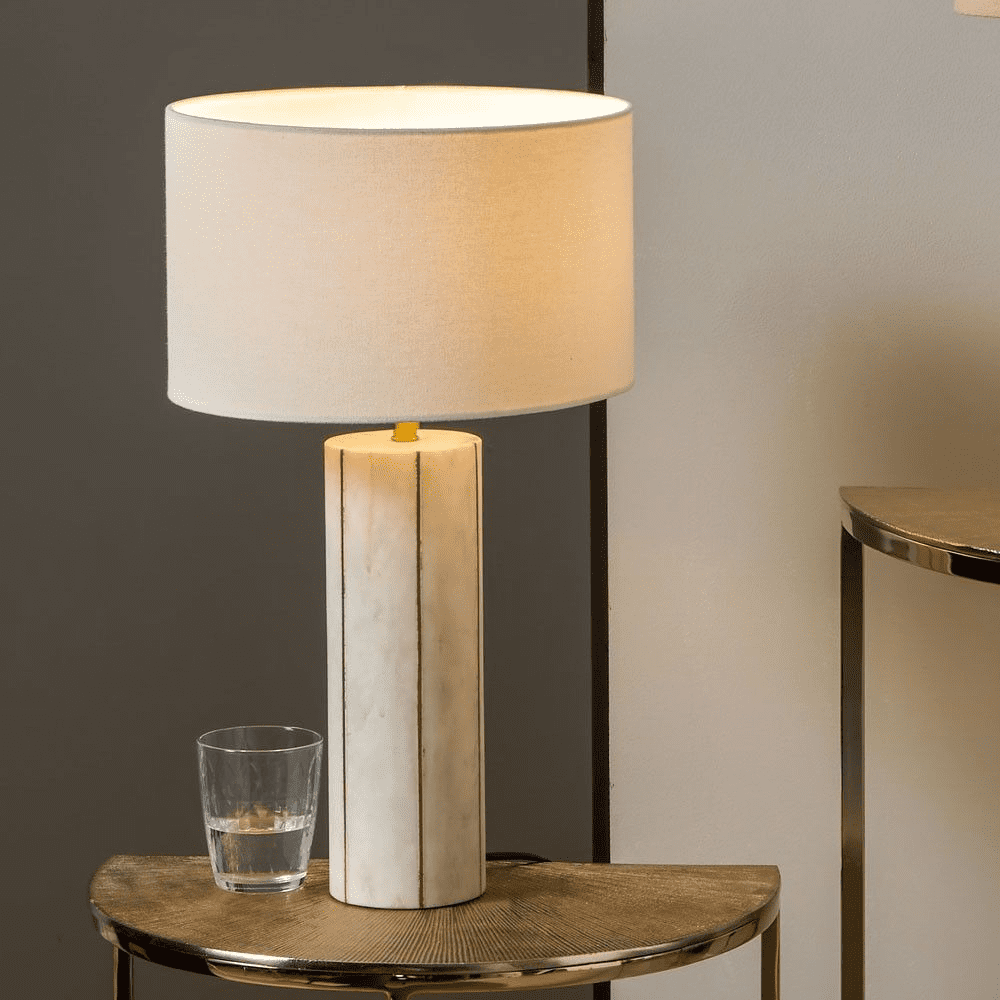 White Marble And Brass Inlay Table Lamp MP30 598 K Millmax interiors UK Lighting table lamps living room lamps bedroom lamps marble lamps luxury
