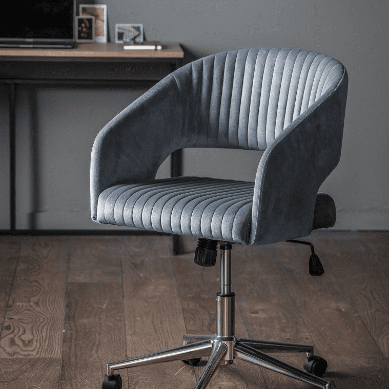 Luxury Grey Velvet Executive Swivel Office Desk Chair MG 5059413396014