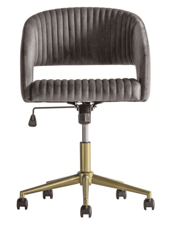 Luxury Slate Grey Velvet Executive Swivel Office Desk Chair 
