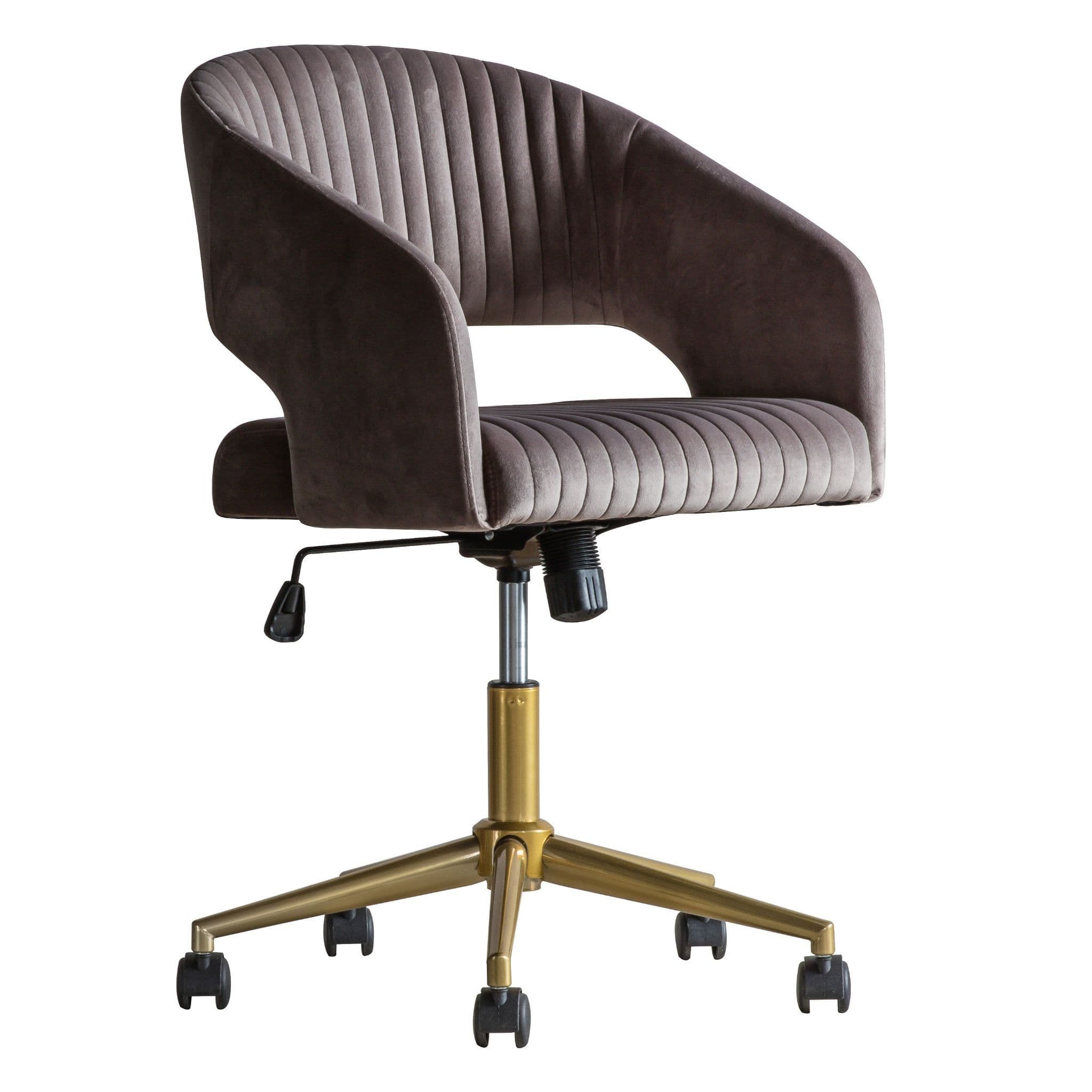 Luxury Slate Grey Velvet Executive Swivel Office Desk Chair 