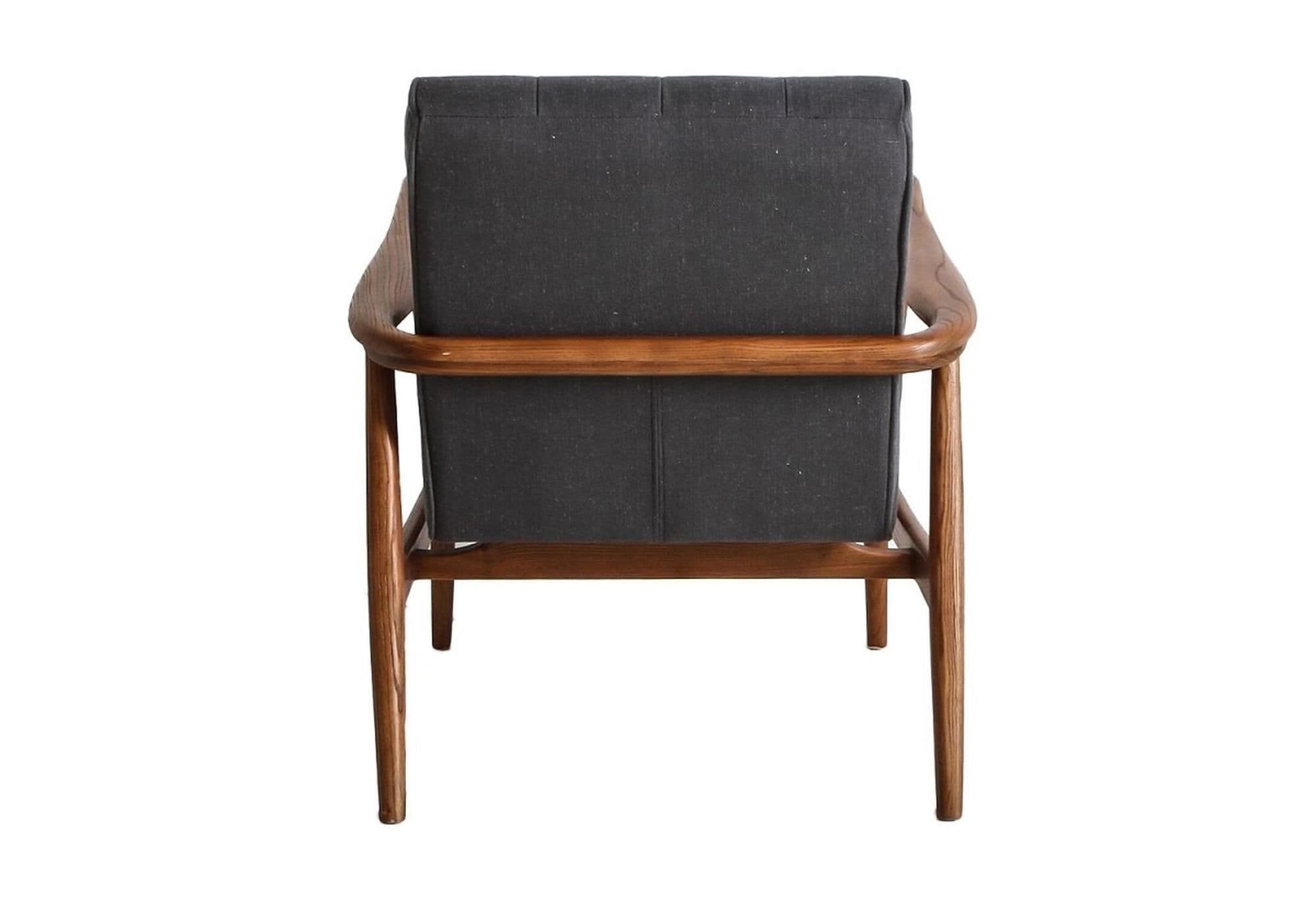 Contemporary Armchairs MidCentury Grey Linen And Oak Show Wood Frame