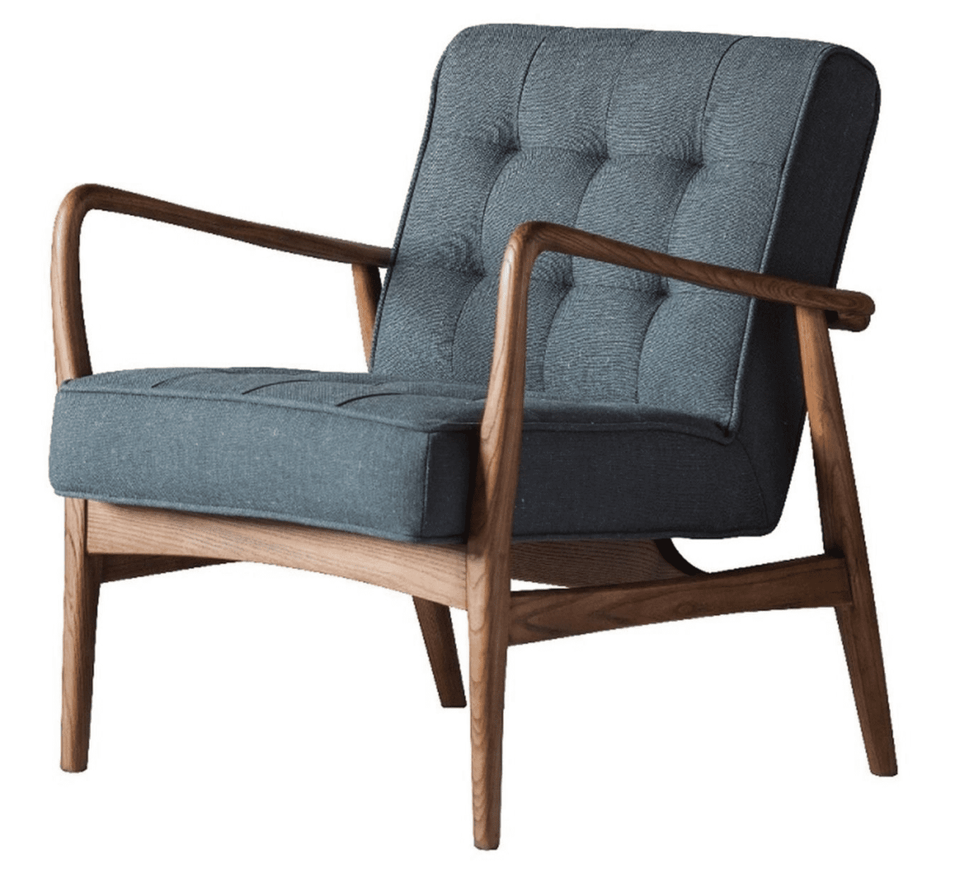 Contemporary Armchairs MidCentury Grey Linen And Oak Show Wood Frame