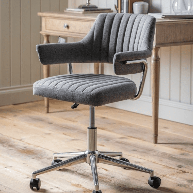 Modern Soft Touch Charcoal Grey Fabric Executive Swivel Office