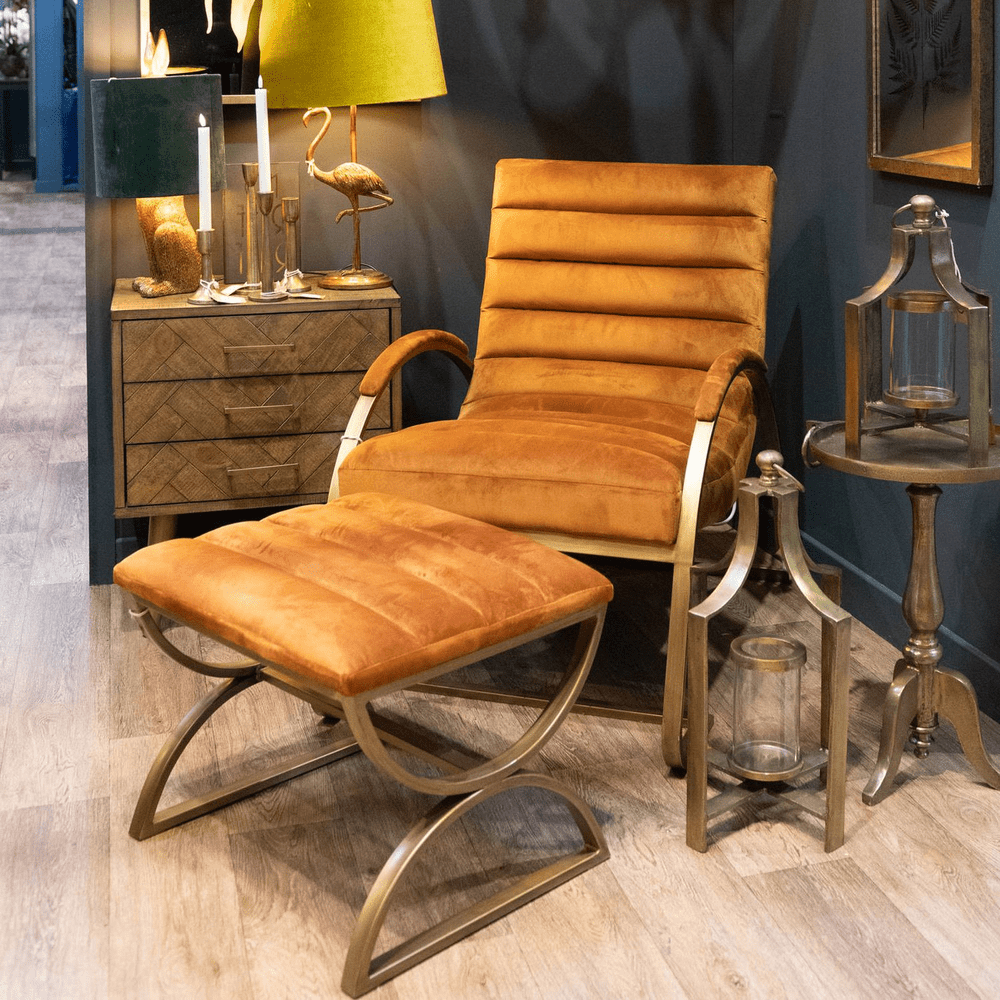 Rust velvet chair deals
