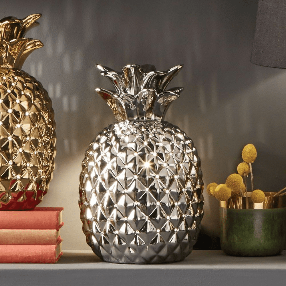 Pierced Ceramic Silver Pineapple Table Lamp MP30 493 C