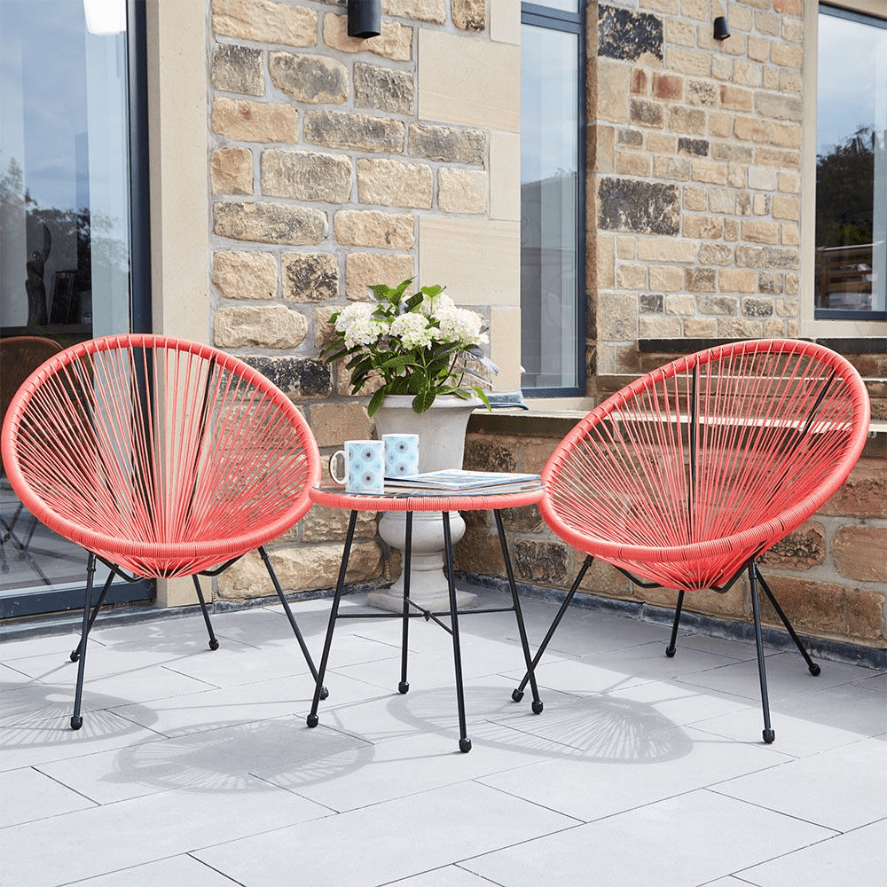 Red 3 Piece Garden Chairs Bistro Table Set MP18 163 RE