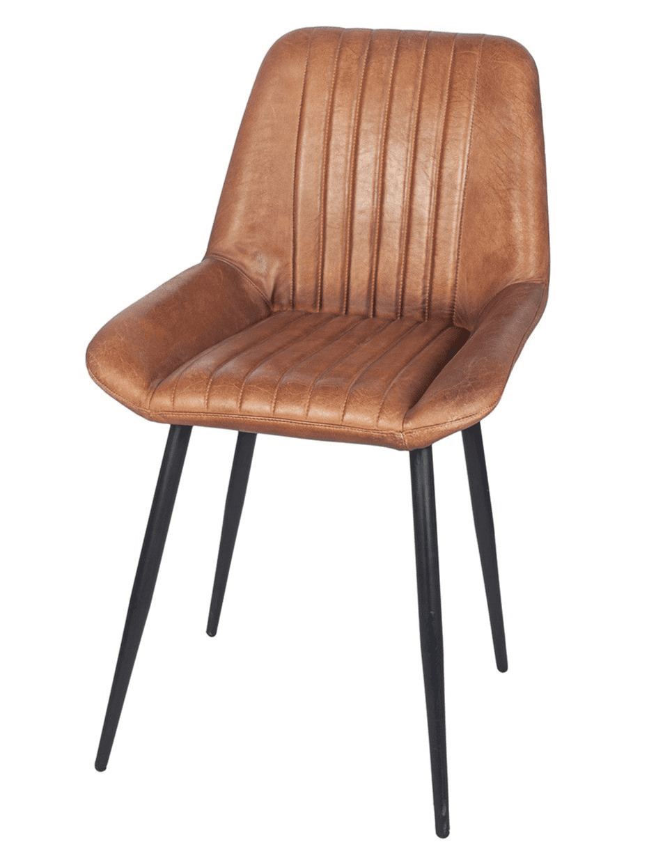 tan Leather Dining Chair With Black Metal Legs MH20046 ReadyToBuy