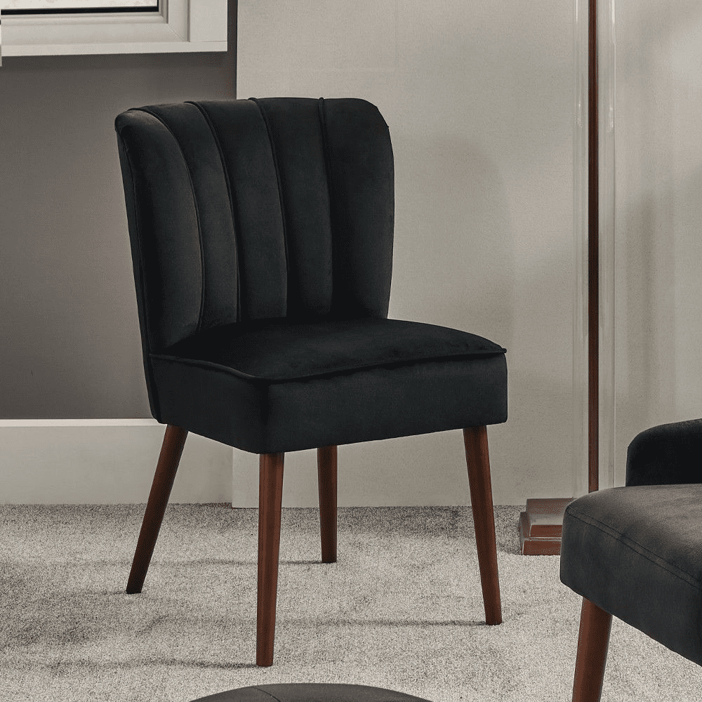 Black velour dining chairs deals