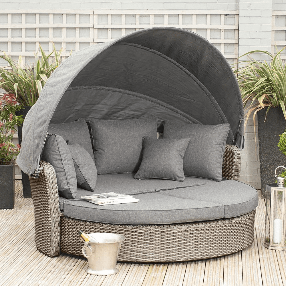 Slate Grey Circular Garden Day Bed With Canopy MP18 265 SG