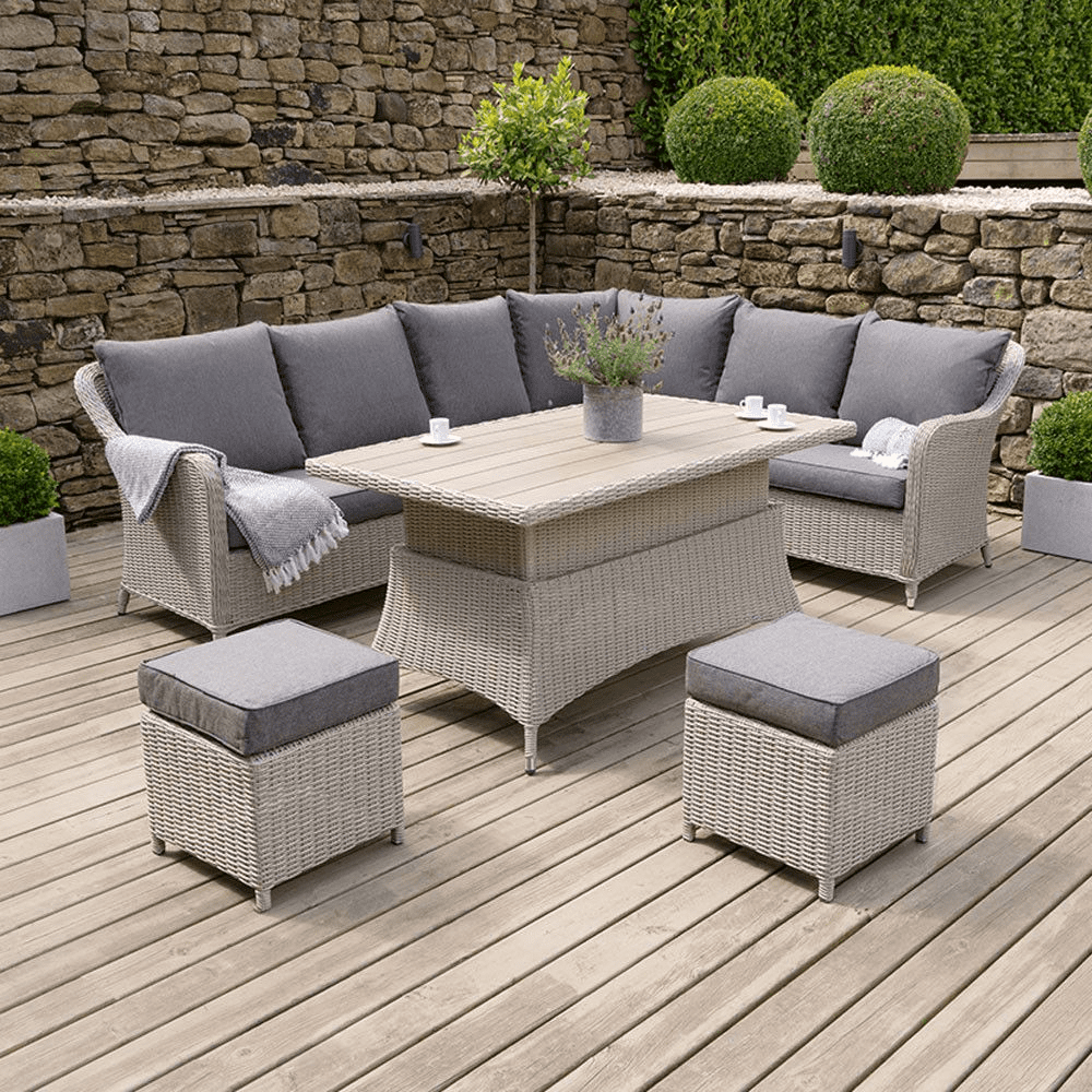 Sorrento rattan garden corner discount dining set in grey
