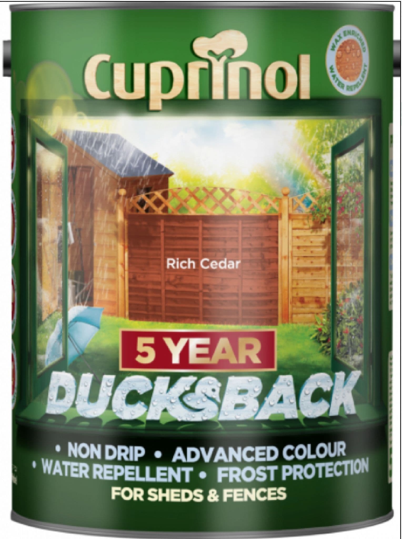 Cuprinol Ducksback Fence Paint 5L Rich Cedar