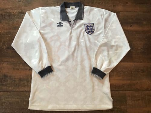 1990 1992 England L/s Home Football Shirt Small