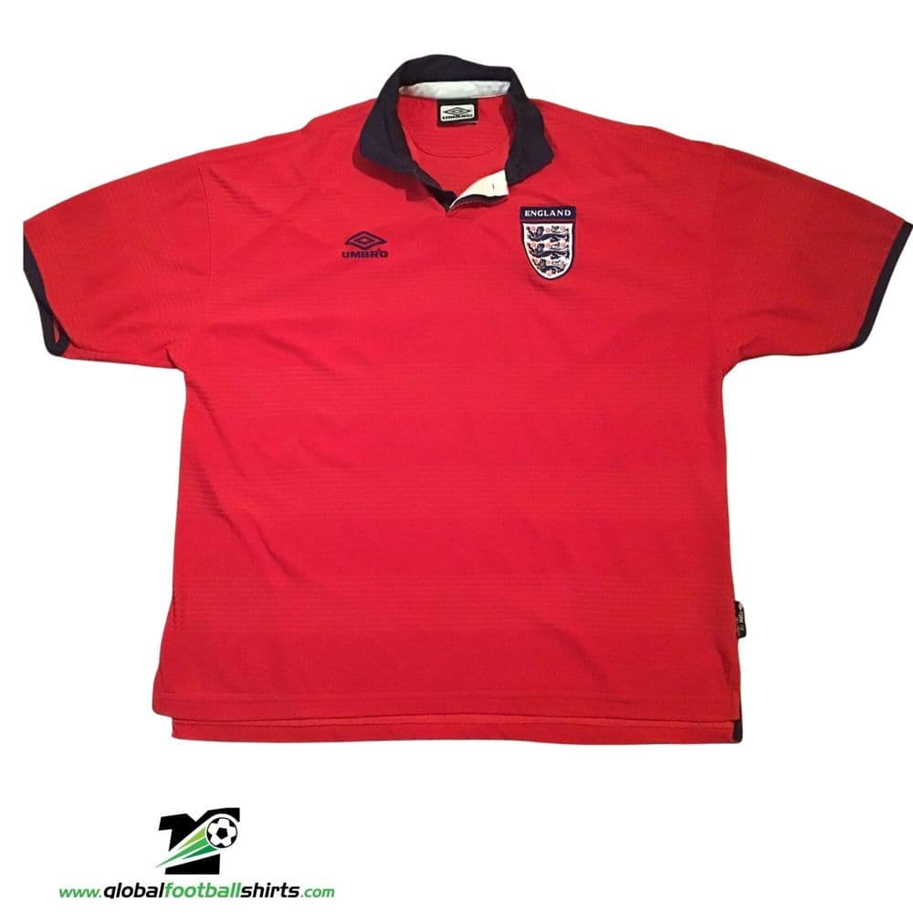 Maillot Domicile Angleterre Football Umbro 1999-2001 - Taille Garçon 158 Cm - EURO 2000
