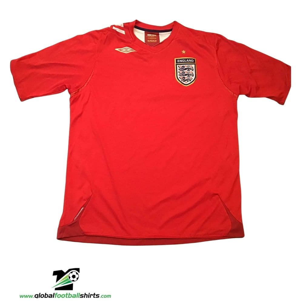 Maillot Extérieur Umbro Angleterre 2006-2008 - Rouge - Taille Large - Rooney 9