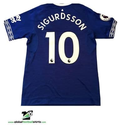 2018 2019 Everton Sigurdsson Match Worn Home Football Shirt Medium
